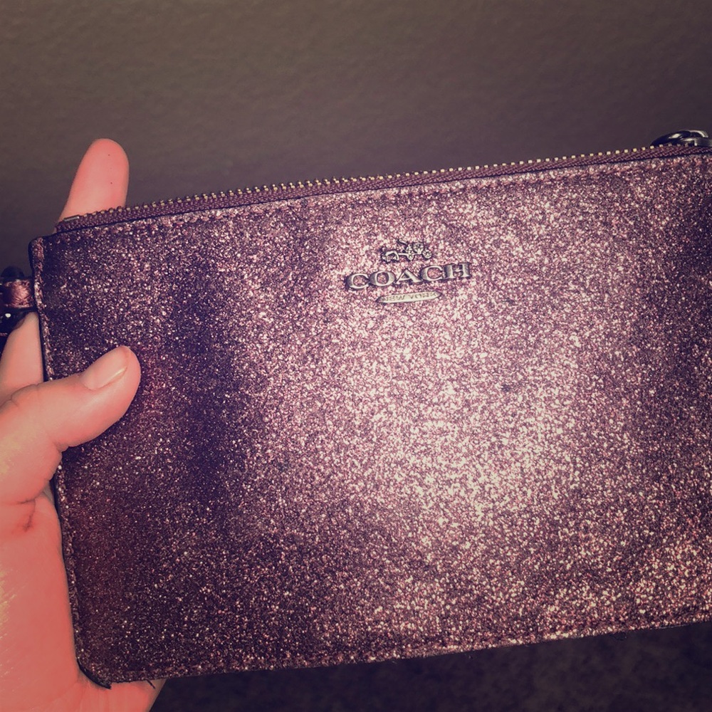 Coach purple glitter wristlet